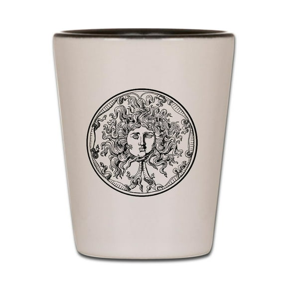 CafePress - Medusa - White/Black Shot Glass, Unique and Funny Shot Glass