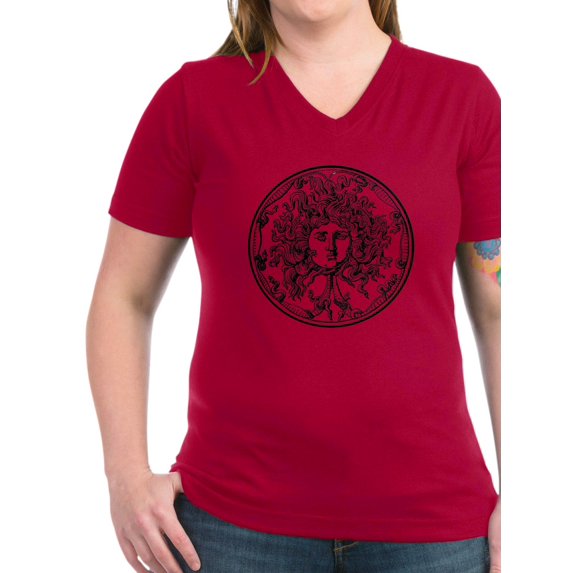 CafePress - Medusa Women's V Neck Dark T Shirt - Women's V-Neck Dark T-Shirt