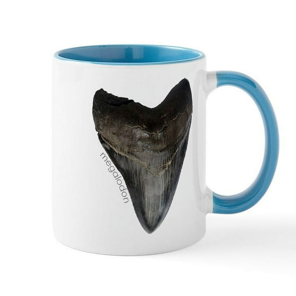 CafePress - Megalodon Tooth Mug - 11 oz Ceramic Mug - Novelty Coffee Tea Cup