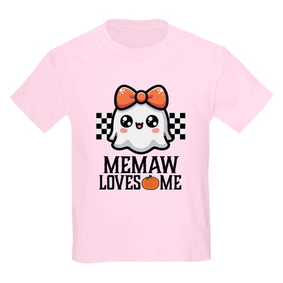 CafePress - Memaw Loves Me Halloween Ghost Kids T Shirt - Light Classic Kids Graphic, Short Sleeve T-Shirt, Sizes XS-XL