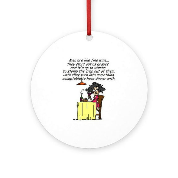 CafePress - Men And Fine Wine -  Round Wood Ornament 4"