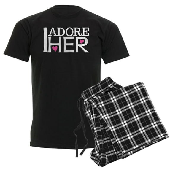 CafePress - Mens I Adore Her Matching Couples Pajamas - Men's Dark Loose Fit Cotton Pajama Set