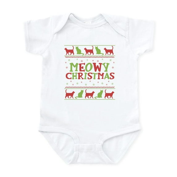 CafePress - Meowy Christmas Baby Light Bodysuit - Baby Light Bodysuit, Size Newborn - 24 Months