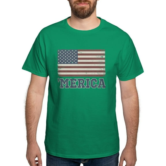 CafePress - Merica Flag Vintage Dark T Shirt - Men's Classic Graphic Cotton T-Shirt