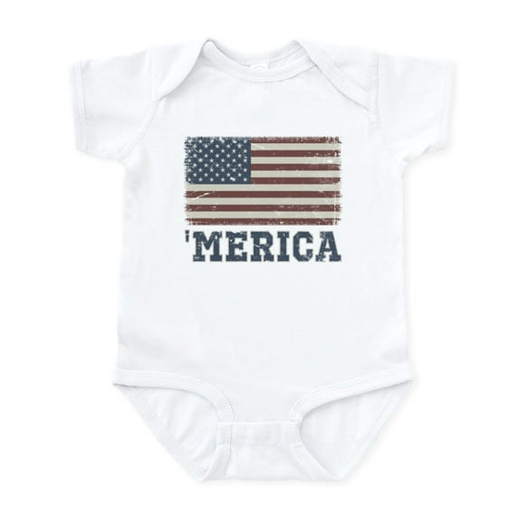 CafePress - Merica Flag Vintage Infant Bodysuit - Baby Light Bodysuit, Size Newborn - 24 Months