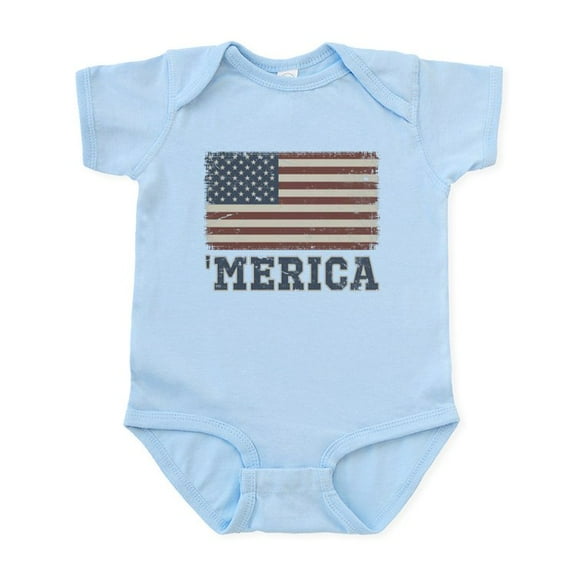 CafePress - Merica Flag Vintage Infant Bodysuit - Baby Light Bodysuit, Size Newborn - 24 Months