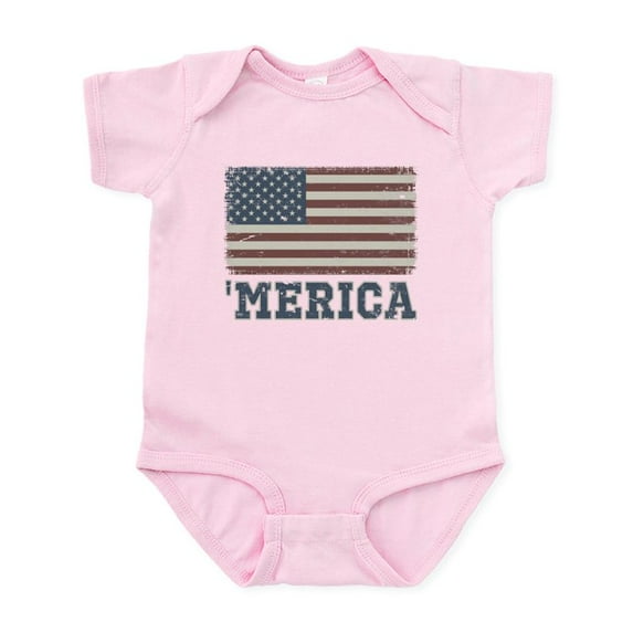 CafePress - Merica Flag Vintage Infant Bodysuit - Baby Light Bodysuit, Size Newborn - 24 Months