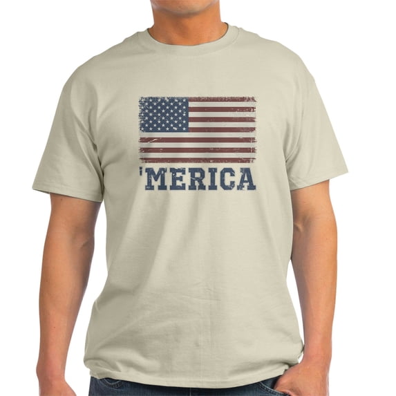 CafePress - Merica Flag Vintage Light T Shirt - Light T-Shirt - CP