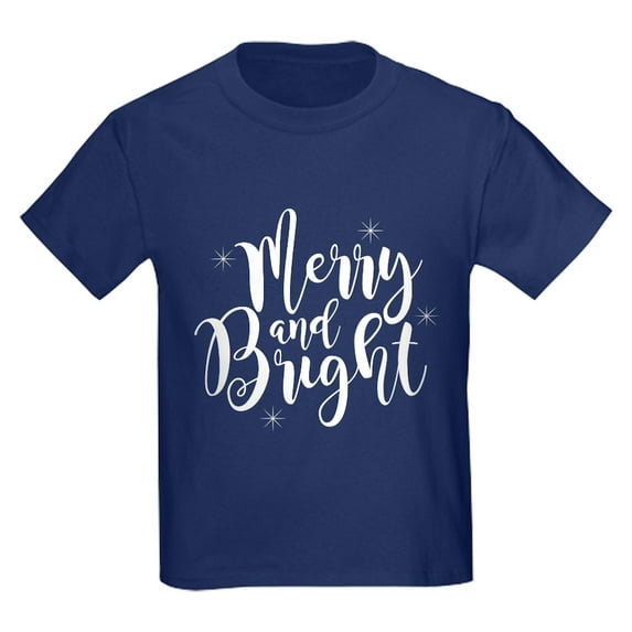 CafePress - Merry And Bright Kids Dark T Shirt - Dark T-Shirt Kids XS-XL