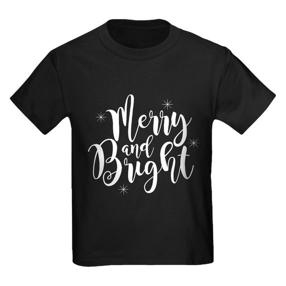 CafePress - Merry And Bright Kids Dark T Shirt - Dark T-Shirt Kids XS-XL