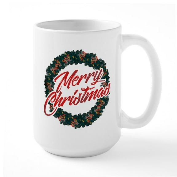 CafePress - Merry Christmas - 15 oz Ceramic Large White Novelty Mug