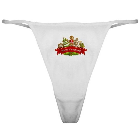 CafePress - Merry Christmas Gingerbread Cookies Classic Thong - Women's Novelty Thong Panties Underwear