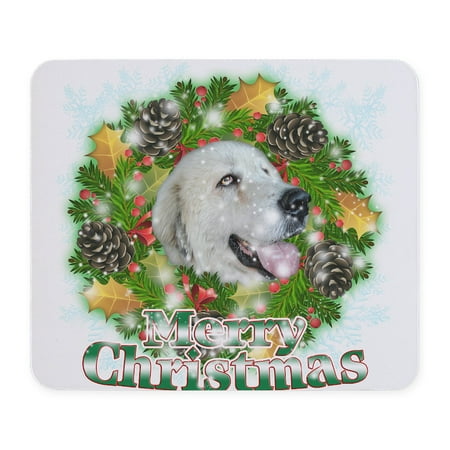 CafePress - Merry Christmas Great Pyrenee Mousepad - Non-slip Rubber Mousepad, Gaming Mouse Pad