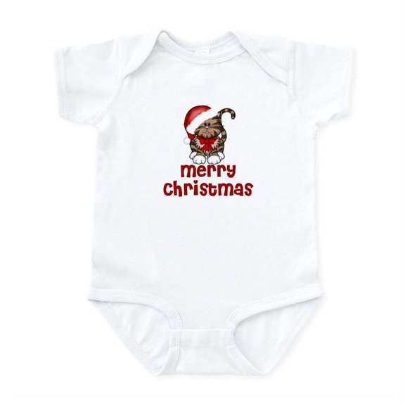 CafePress - Merry Christmas Santa Cat Infant Bodysuit - Baby Light Bodysuit, Size Newborn - 24 Months