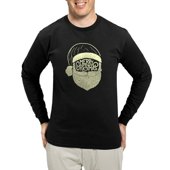 CafePress - Merry Christmas Santa Long Sleeve Dark T Shirt - Long Sleeve Dark T-Shirt