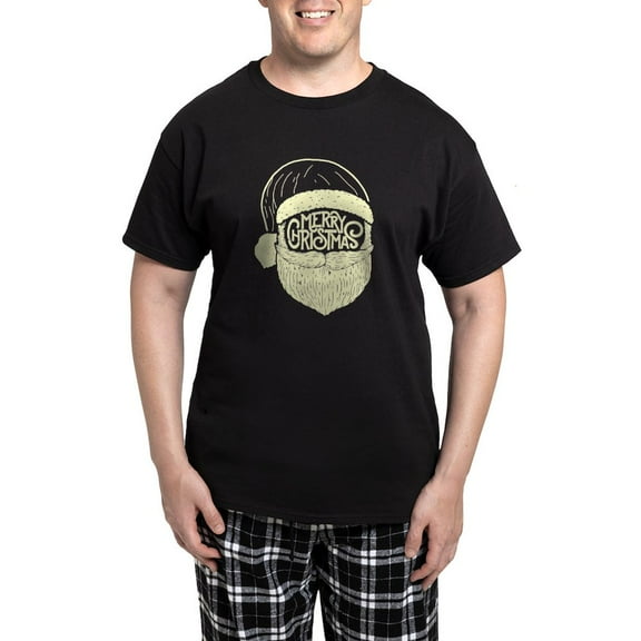 CafePress - Merry Christmas Santa Men's Dark Pajamas - Men's Dark Loose Fit Cotton Pajama Set