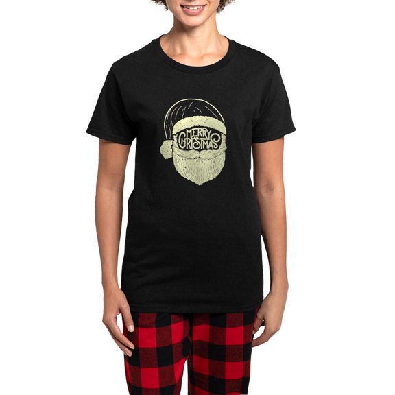 CafePress - Merry Christmas Santa Women's Dark Pajamas - Women's Short Sleeve Print T-Shirt and Pants Dark Cotton Pajama Set