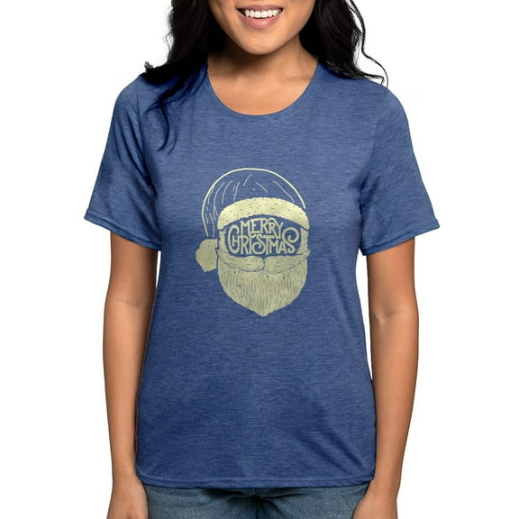 CafePress - Merry Christmas Santa Womens Tri Blend T Shirt - Womens Tri-blend T-Shirt