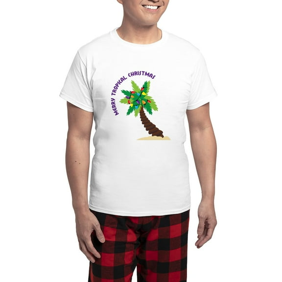 CafePress - Merry Tropical Christmas Men's Light Pajamas - Men's Light Loose Fit Cotton Pajama Set