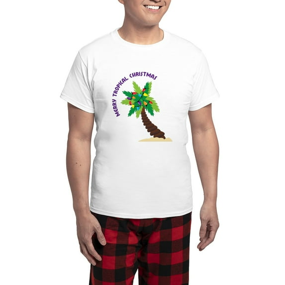 CafePress - Merry Tropical Christmas Men's Light Pajamas - Men's Light Loose Fit Cotton Pajama Set