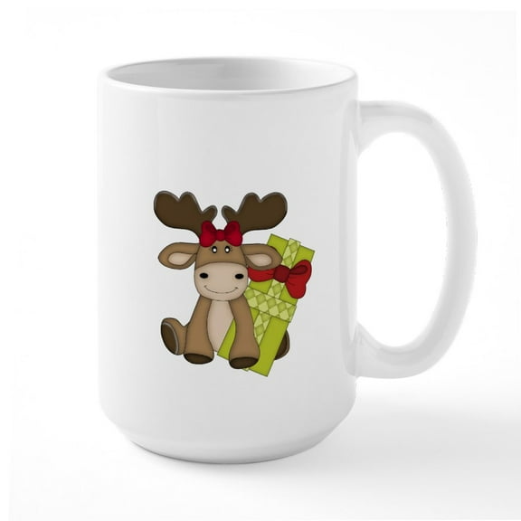 CafePress - Mery Chrismoose Mug - 15 oz Ceramic Large White Novelty Mug