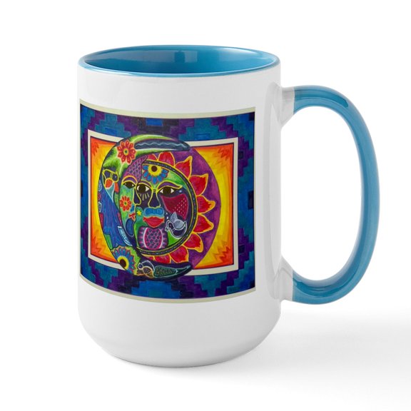 CafePress - Mexican Sun And Moon Ceramic Mug - 15 oz Ceramic Large White Novelty Mug