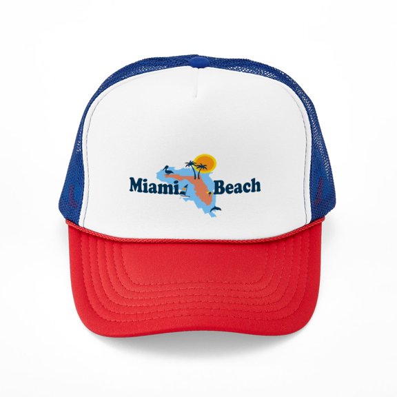 CafePress - Miami Beach Map Design. - Adjustable Unisex Printed Trucker Hat with Mesh Back