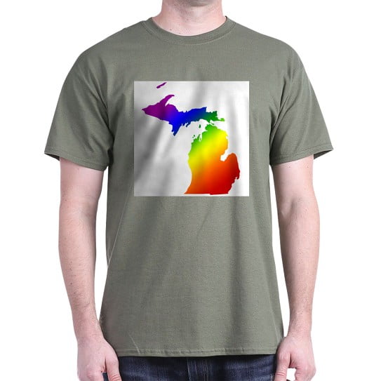 CafePress - Michigan Gay Pride White T Shirt - Men's Classic Cotton T-Shirts