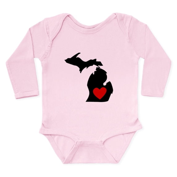 CafePress - Michigan Heart Body Suit - Long Sleeve Cotton Baby Bodysuit