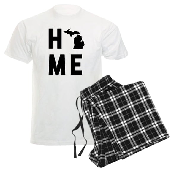 CafePress - Michigan Home Men's Light Pajamas - Men's Light Loose Fit Cotton Pajama Set