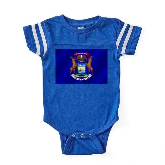 CafePress - Michigan State Flag - Cute Infant Baby Football Bodysuit
