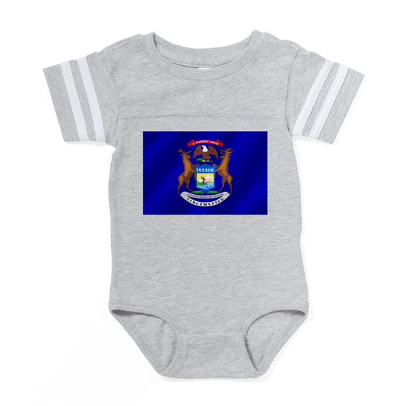 CafePress - Michigan State Flag - Cute Infant Baby Football Bodysuit