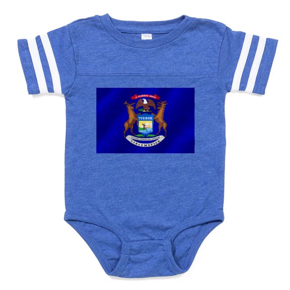 CafePress - Michigan State Flag - Cute Infant Baby Football Bodysuit