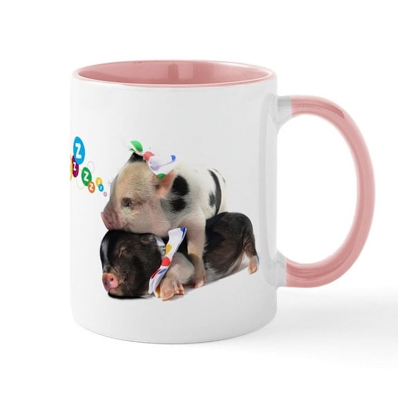 CafePress - Micro Pigs Sleeping Mug - 11 oz Ceramic Mug - Novelty Coffee Tea Cup