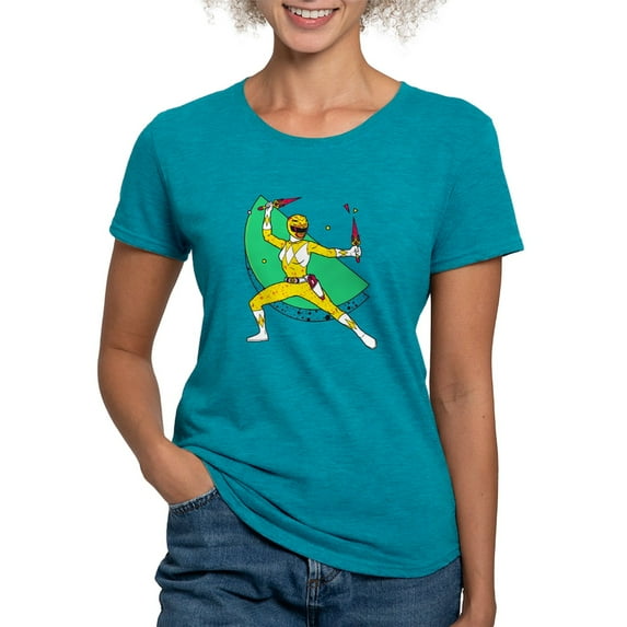CafePress - Power Rangers Yellow Ranger Women's Deluxe T Shirt - Womens Tri-blend T-Shirt