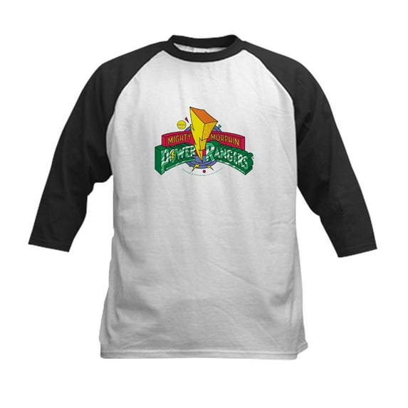 CafePress - Mighty Morphin Power Rangers Kids Baseball T Shirt - Kids Cotton Baseball Jersey, 3/4 Sleeve Shirt