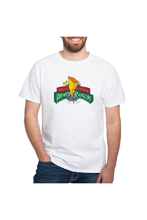 - Mighty Morphin Power Rangers L Men's Value T Shirt - Men's White Classic Cotton T-Shirts