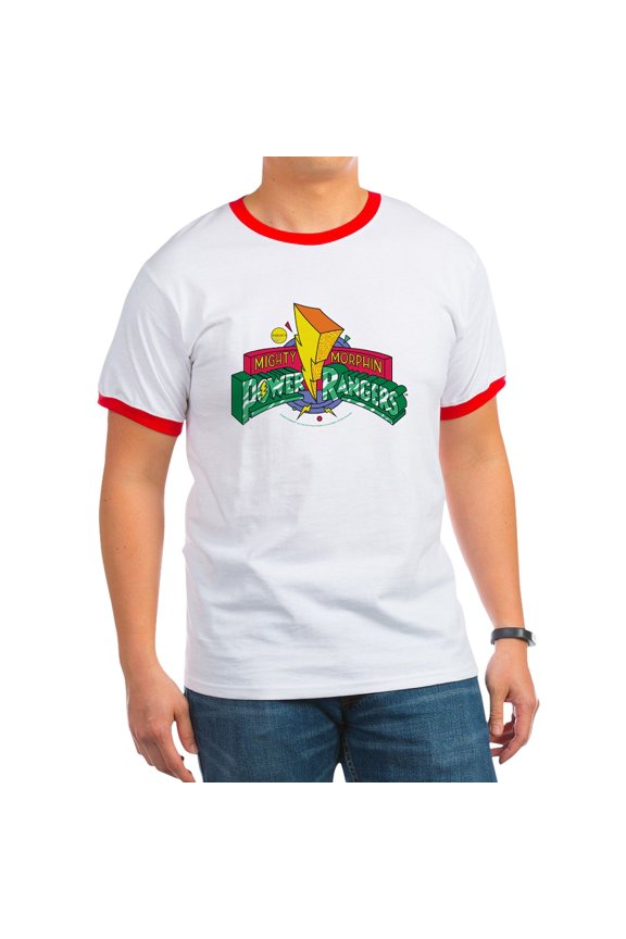 - Mighty Morphin Power Rangers Men's Ringer T Shirt - 100% Cotton Ringed T-Shirt