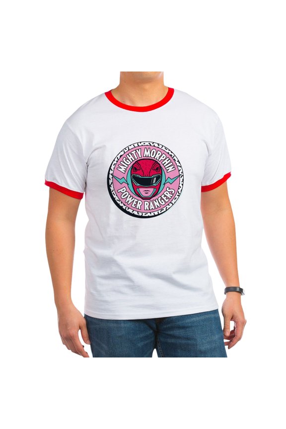 - Mighty Morphin Power Rangers Men's Ringer T Shirt - 100% Cotton Ringed T-Shirt