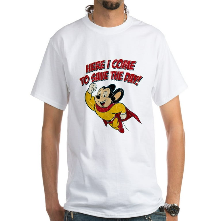 Mighty Mouse T-Shirt Gray Medium Here I Come To Save The Day Together  *NOTE* B42