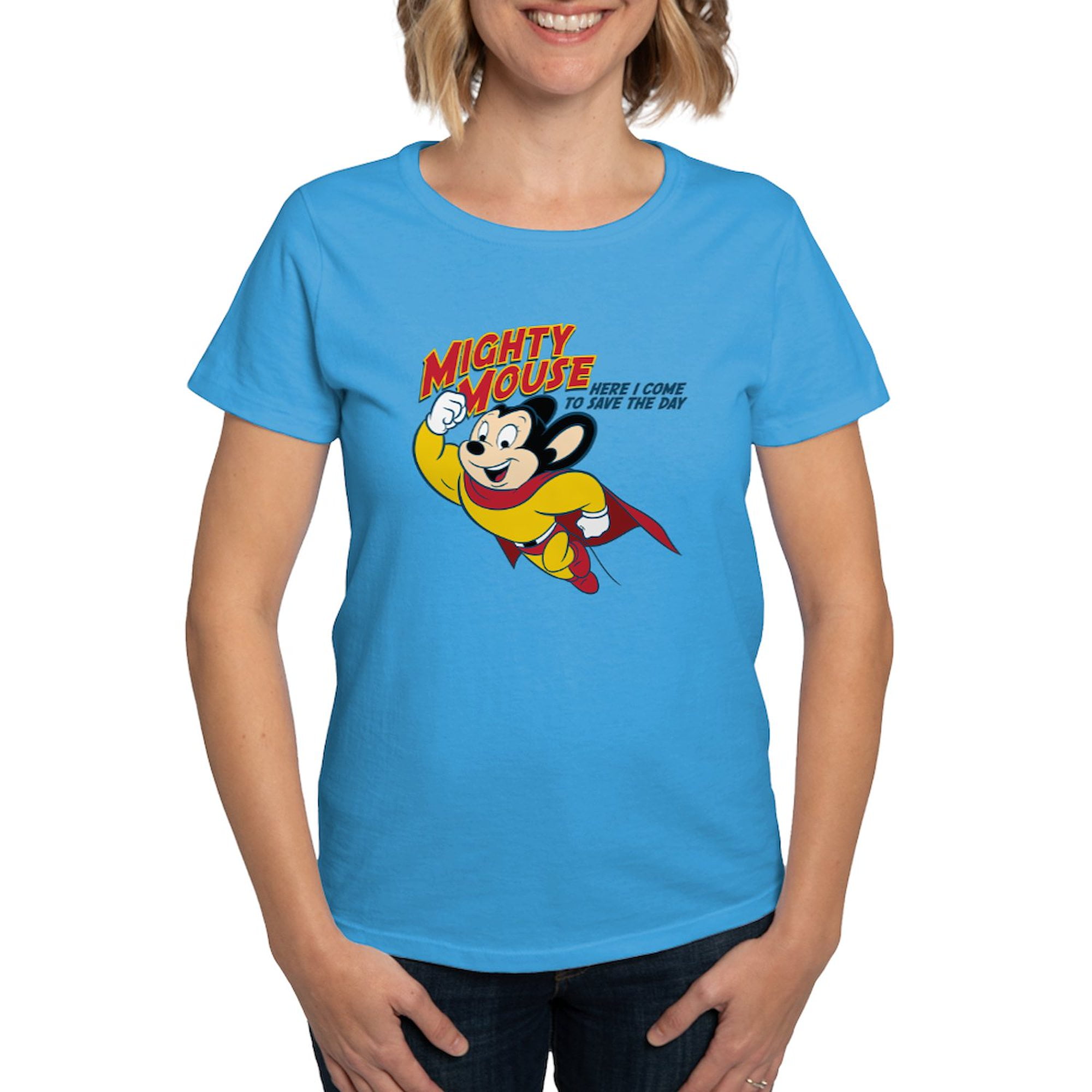 CafePress - Mighty Mouse T Shirt - Women's Traditional Fit Dark T-Shirt ...