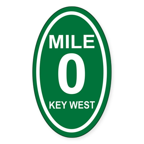 CafePress - Mile Marker Zero Key West Euro Oval Sticker - Sticker (Oval)