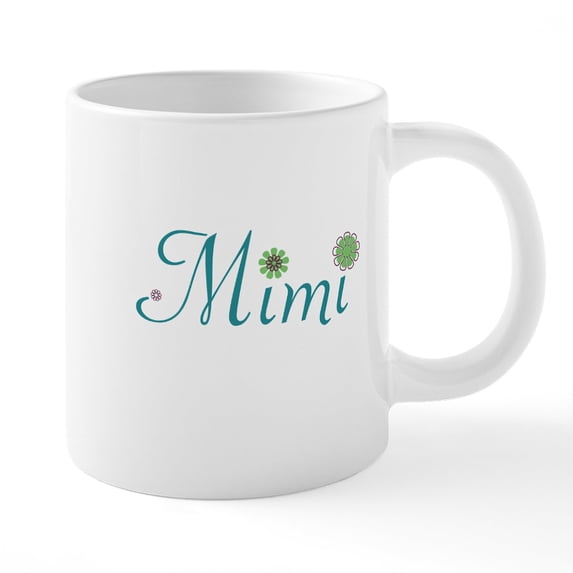 CafePress - Mimi Green Flowers Mugs - 20 Oz White Ceramic Mega Mug