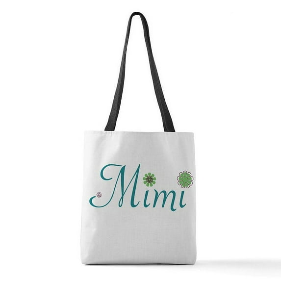 CafePress - Mimi Green Flowers - Polyester Tote Bag 16"x16"