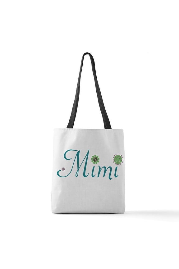 - Mimi Green Flowers - Polyester Tote Bag 16"x16"