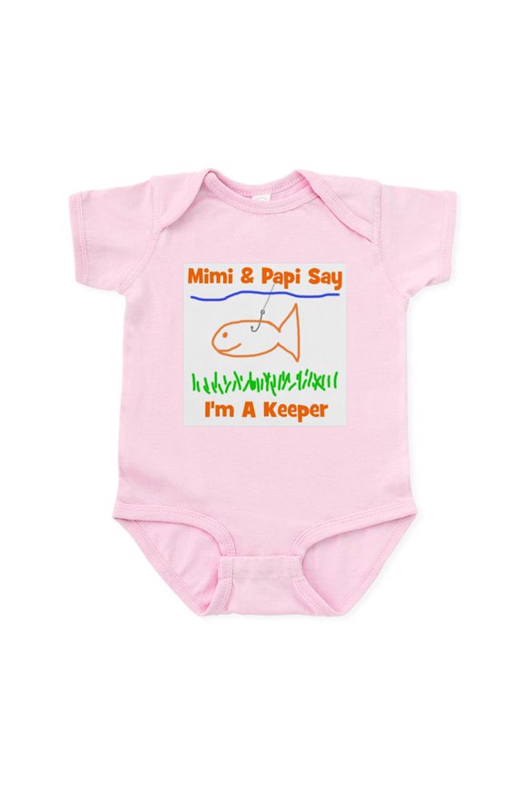 - Mimi & Papi Say I'm A Keeper Infant Bodysuit - Baby Light Bodysuit, Size Newborn - 24 Months