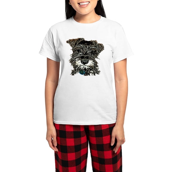 CafePress - Mini Schnauzer Women's Light Pajamas - Women's Short Sleeve Print T-Shirt and Pants Light Cotton Pajama Set