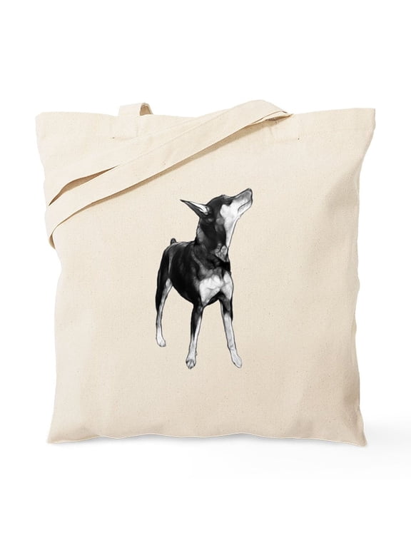- Miniature Pinscher Sketch Tote Bag - Unisex Canvas Tote Bag, Beige, 1-Piece