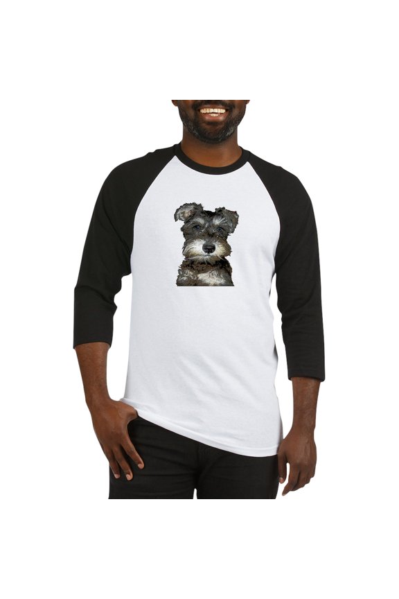 - Miniature Schnauzer Baseball Jersey - Cotton Baseball Jersey, 3/4 Raglan Sleeve Shirt