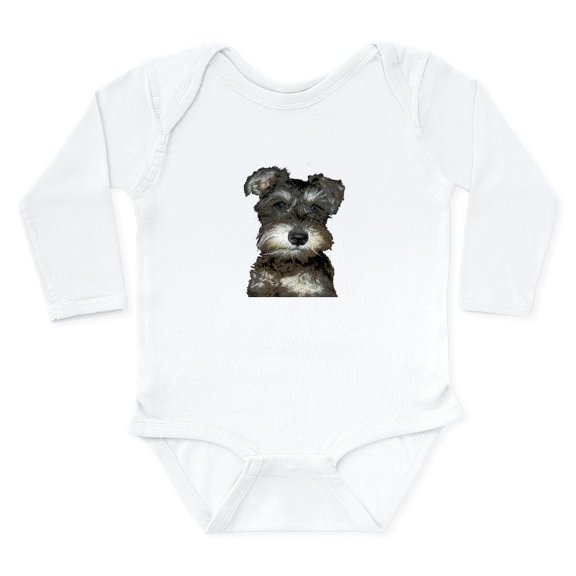 CafePress - Miniature Schnauzer Long Sleeve Infant Bodysuit - Long Sleeve Cotton Baby Bodysuit